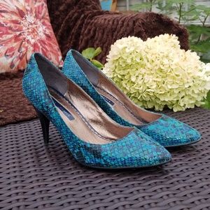 Lovely people blue snake heels